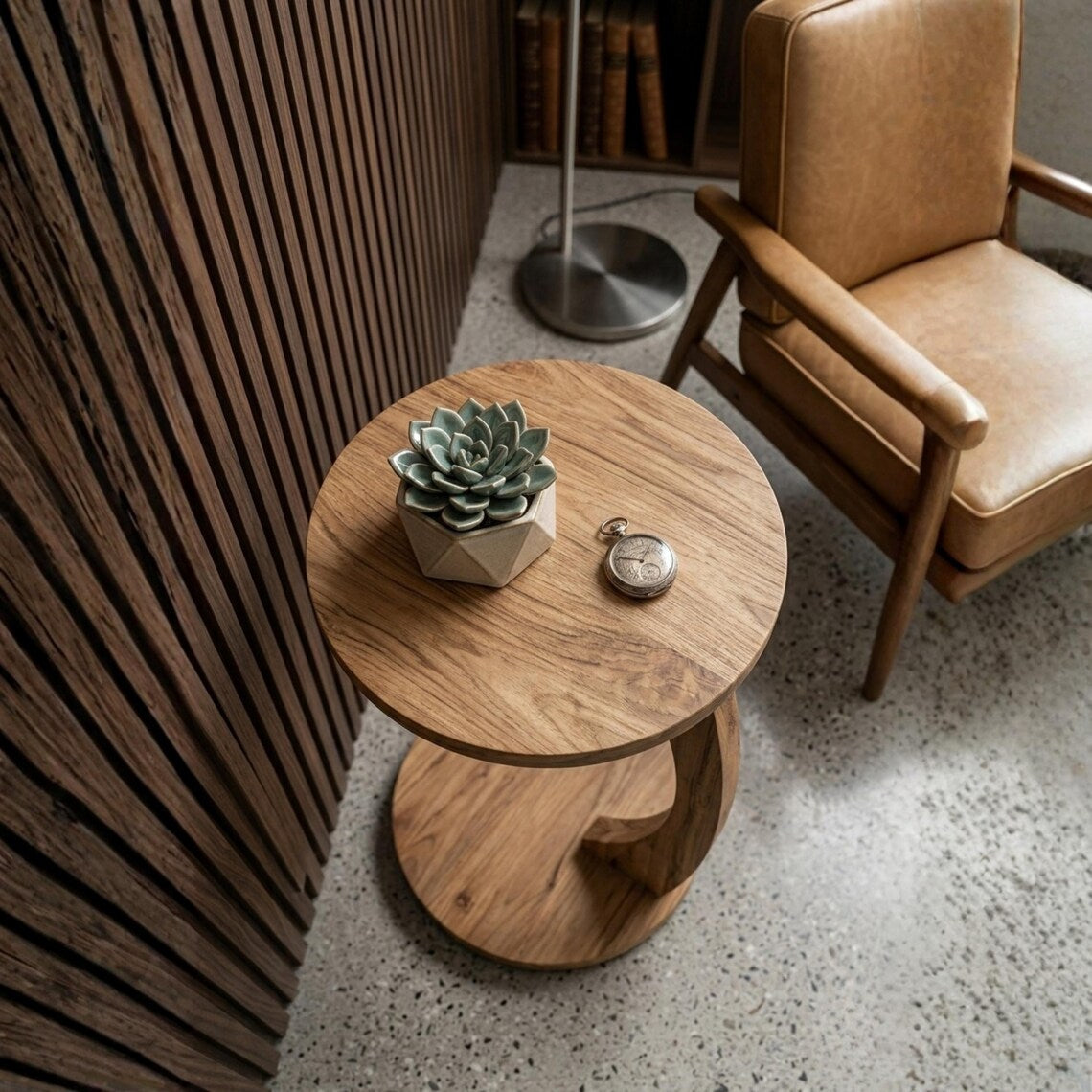 Table d'Appoint Scandinave en Bois - Design Courbe "C"