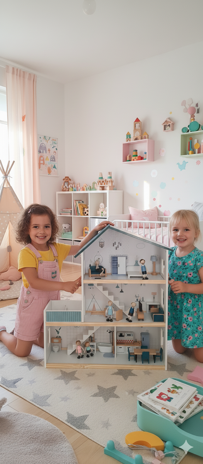 Maison de Poupées en Bois – Moderne et Ludique