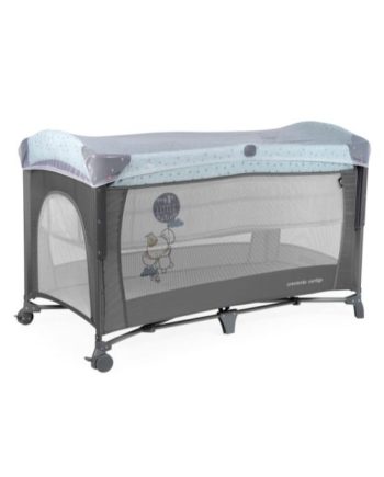 MS Lit de Voyage 120 x 60 cm avec Matelas de 0 Mois à 15 kg,Pliable,Bleu et Gris